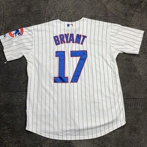 Chicago Cubs Kris Bryant #17 Pinstripe Jersey Men's Size 50 Majestic Cool Base